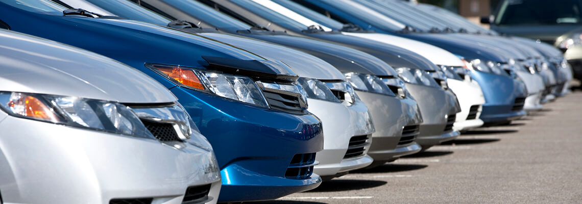 Row of parked cars at University of Toledo.