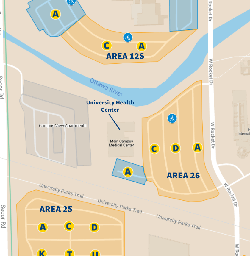 University Health Center Parking Map