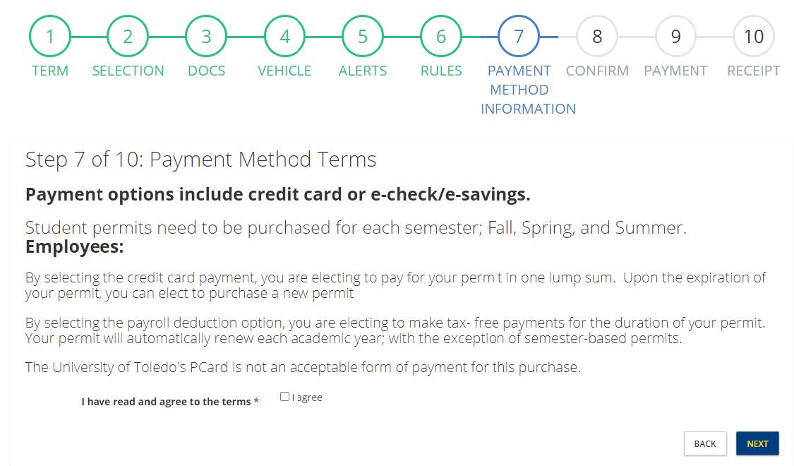 university toledo how to purchase permit step 10