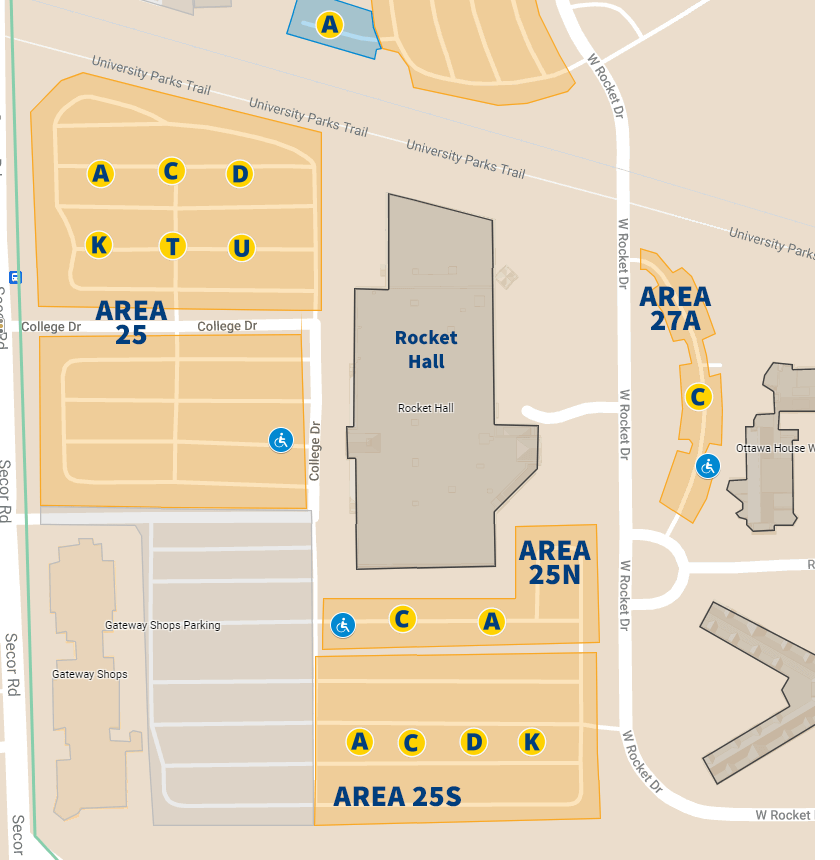 Rocket Hall Parking Map